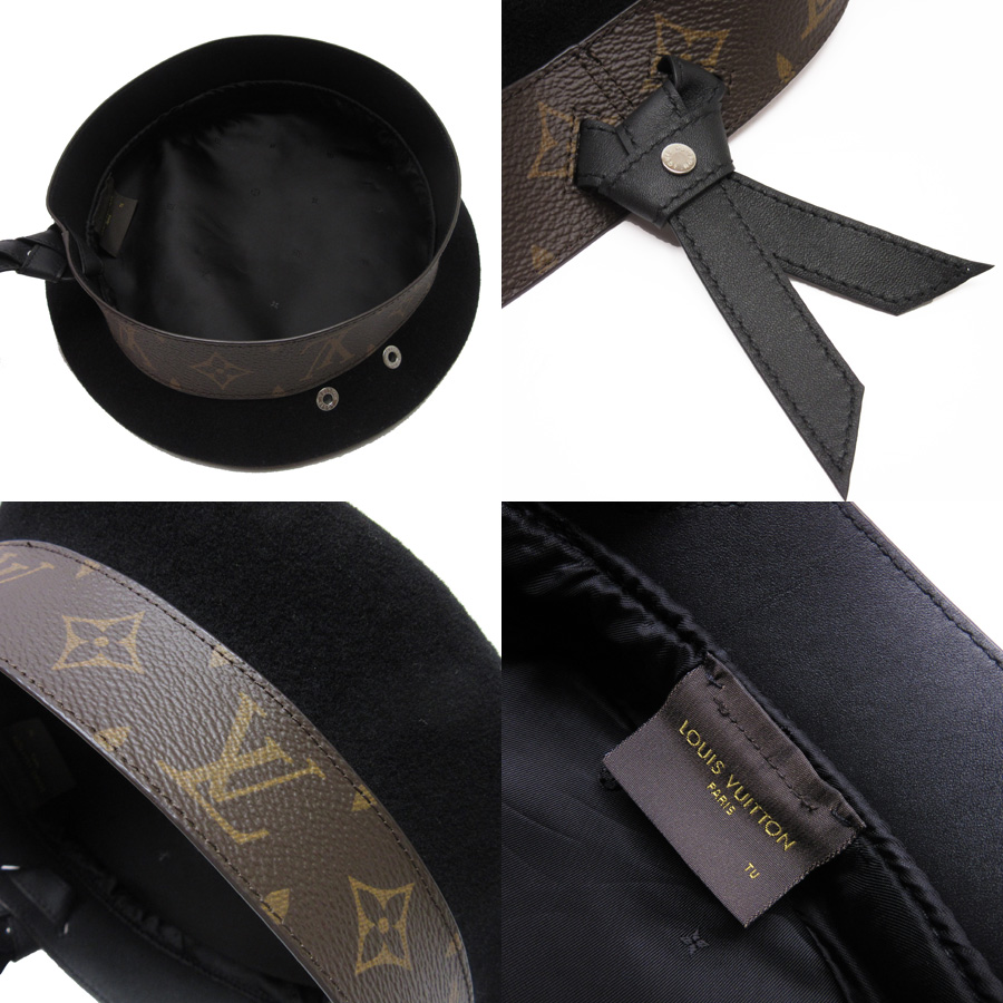 BrandValue: Louis Vuitton Louis Vuitton beret hat monogram black monogram canvas x wool 100%x ...