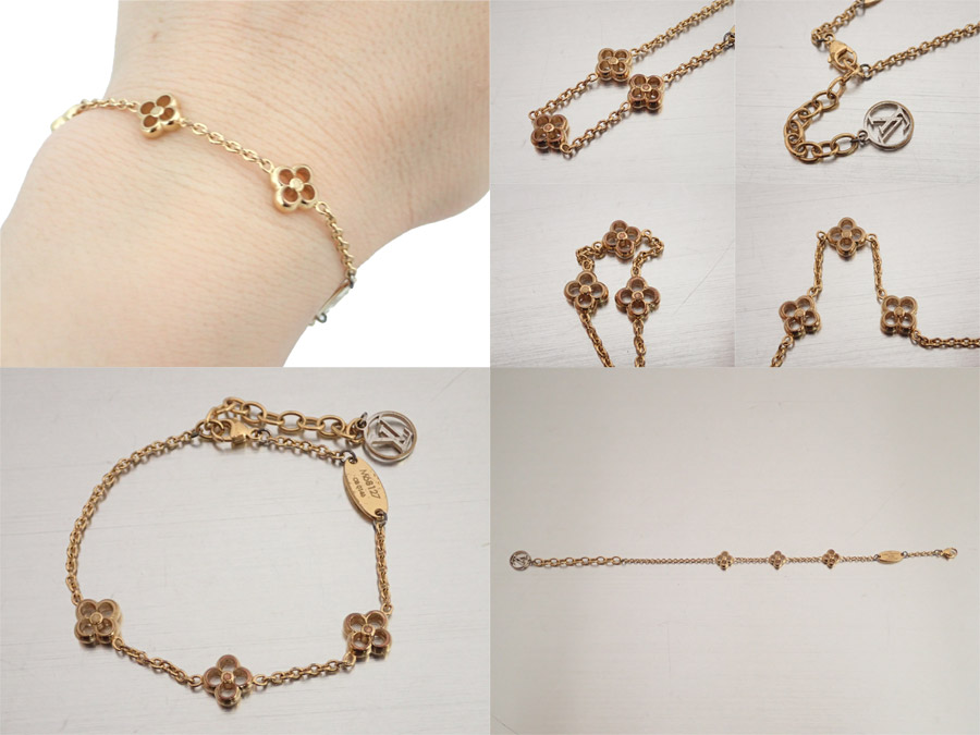 LOUIS VUITTON Bracelet M68127 Monogram Flower Gold Chain