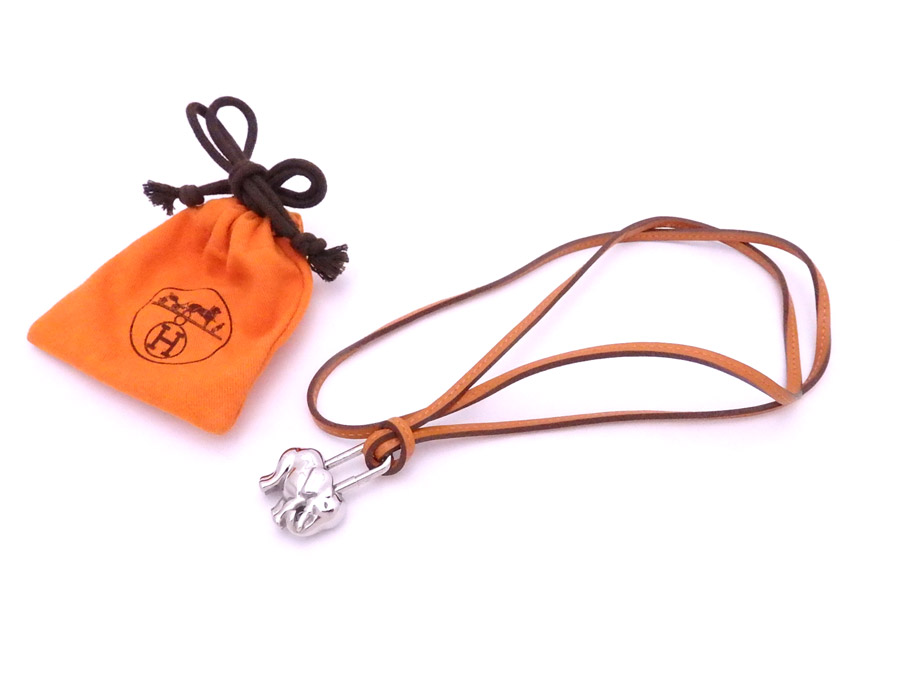 楽天市場 エルメス Hermes ネックレス アニマルモチーフ エレファント オレンジｘシルバー金具 レザーｘ金属素材 カデナ ペンダント レディース メンズ 中古 定番人気 54 ブランドバリュー