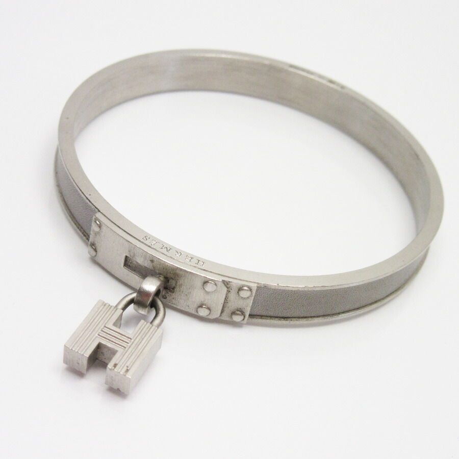 Brandvalue Hermes Bracelet Bangle H Logo Gray X Silver Brandvalue Hermes Bracelet Bangle H Logo Gray X Silver Leather Metal Material Lady S 88 903 Rakuten Global Market