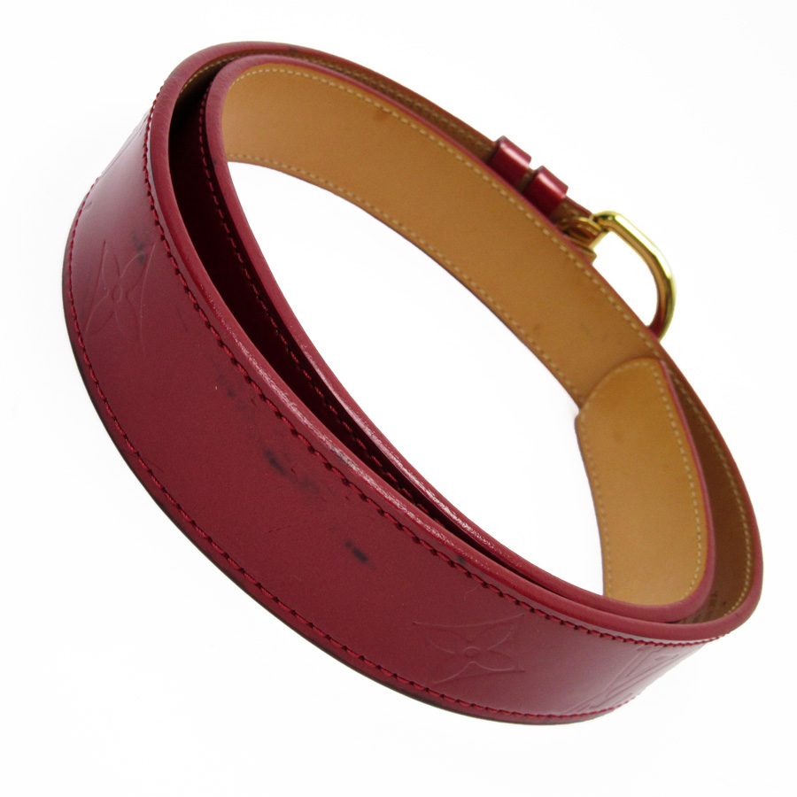 BrandValue: Louis Vuitton Louis Vuitton belt (80/32) モノグラムヴェルニサンチュールポムダムール (red) patent leather ...