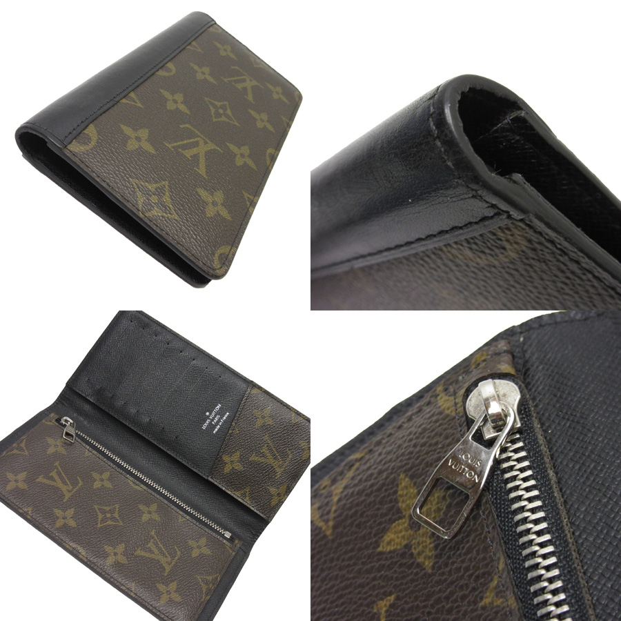BrandValue: Louis Vuitton Louis Vuitton folio long wallet モノグラムマカサーポルトフォイユプラザブラウン x black ...