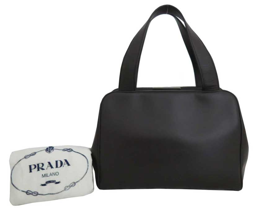 Brandvalue Prada Bag Logo Dark Brown Leather Handbag Lady S Basic Pority Used Prada Logo Bag Handbag Lady S Dark Brown Leather