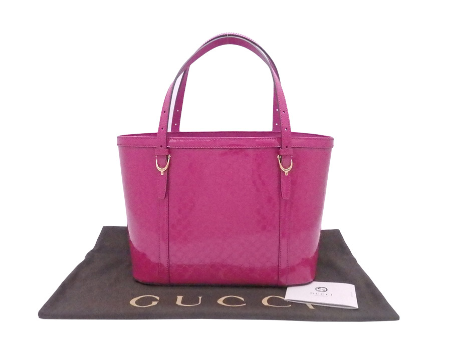 Brandvalue Gucci Handbag Micro Sima Nice Magenta Patent Gucci Handbag Micro Sima Nice Magenta Patent Leather X Gold Metal Ings Tote Bag 336776 E36341