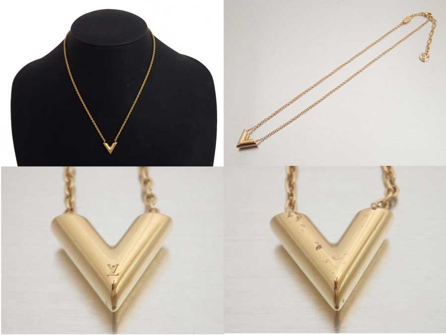 Louis Vuitton Essential V Pendant Necklace - Gold-Plated Pendant Necklace,  Necklaces - LOU801817
