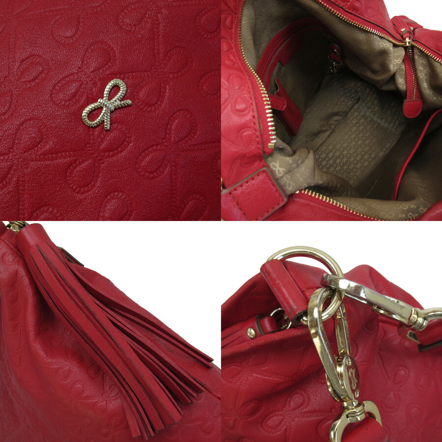 楽天市場 アニヤハインドマーチ ショルダーバッグ 斜め掛けショルダーバッグ 2wayバッグ リボン Anya Hindmarch レッドxゴールド レザー レディース 中古 定番人気 H ブランドバリュー