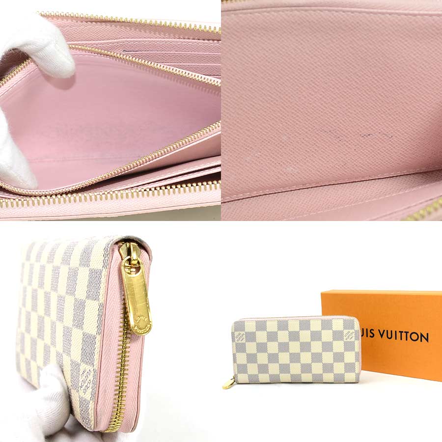 BrandValue: Louis Vuitton round fastener long wallet ダミエ アズールジッピー wallet Rose バレリーヌ (off-white x ...