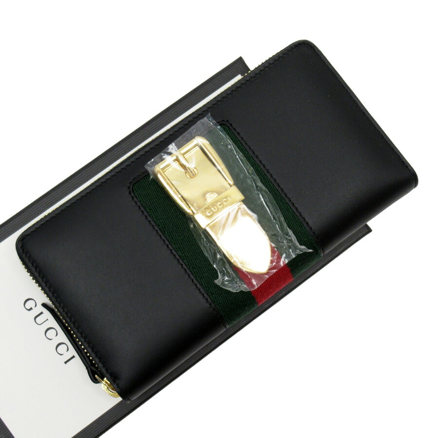 【未使用】【新品】グッチ GUCCI ラウンドファスナー長財布 シルヴィ ブラックxグリーンxレッドxゴールド レザー レディース 476083 - 52289a|ブランドバリュー