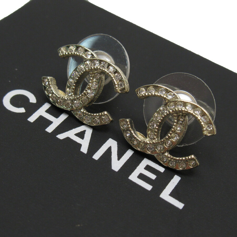 楽天市場 シャネル Chanel ピアス ココマーク ライトゴールドxクリア 金属素材xストーン 中古 おすすめ a ブランドバリュー
