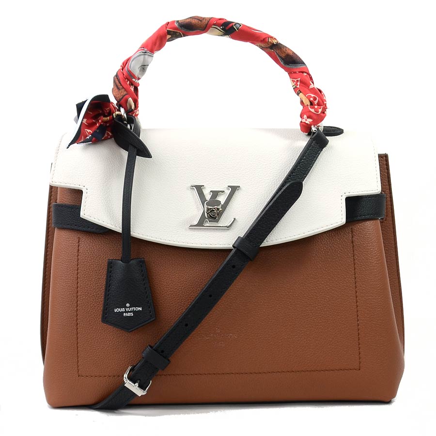 Louis Vuitton Handbag Shoulder Bag 2way Lock Me Ever Caramel X Objection White Black Silver Metal Ings Calf Leather