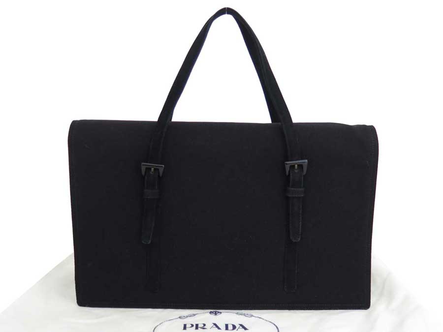 Prada Bag Black Jersey X Suede Handbag Business Lady E41000