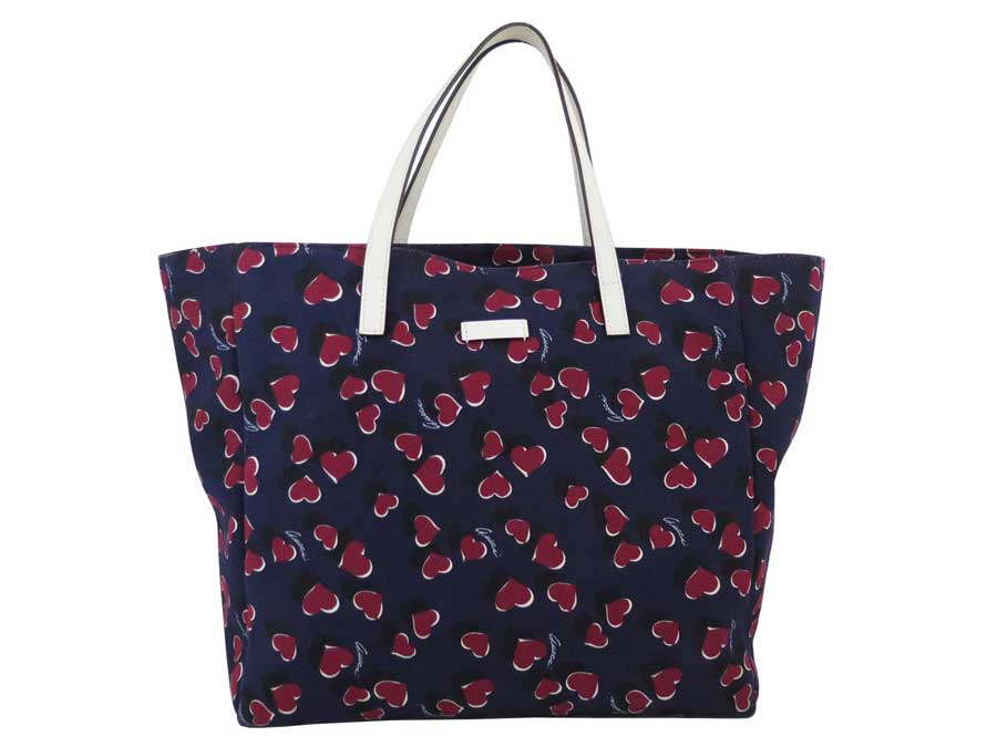 グッチ Gucci トートバッグ バッグ ハート柄 ブルーｘレッドｘホワイト キャンバスｘレザー トートバッグ レディースバッグ グッチ ショルダーバッグ レディース 2439 中古 定番人気 E ブランドバリューグッチ ハート柄 バッグ トートバッグ ショルダー