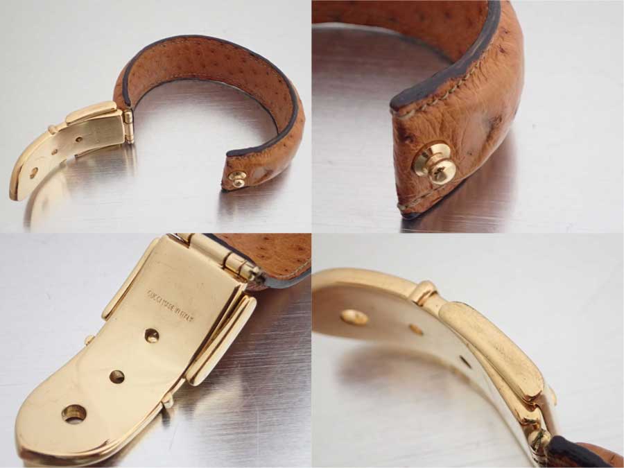 BrandValue: Gucci Gucci bracelet belt motif light brown x gold metal fittings ostrich leather ...