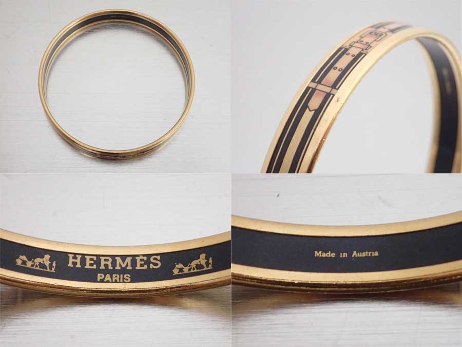 楽天市場 エルメス Hermes バングル エマイユ ゴールドxブラック エナメルｘ金属素材 ブレスレット ゴールドブレス レディース メンズ 中古 おすすめ Ee ブランドバリュー