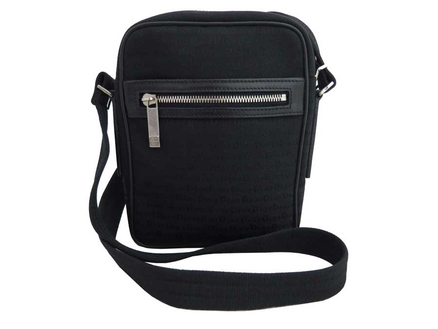 2年保証 Christian クリスチャンディオール Dior Ee 中古 おすすめ メンズ レディース 斜め掛けバッグ ショルダーバッグ キャンバスｘレザー ブラックｘシルバー金具 ロゴ バッグ Ee Www Learnforall Net