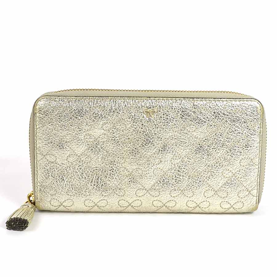 楽天市場 アニヤハインドマーチ ラウンドファスナー長財布 ゴールド レザー Anya Hindmarch レディース 中古 定番人気 Ya ブランドバリュー