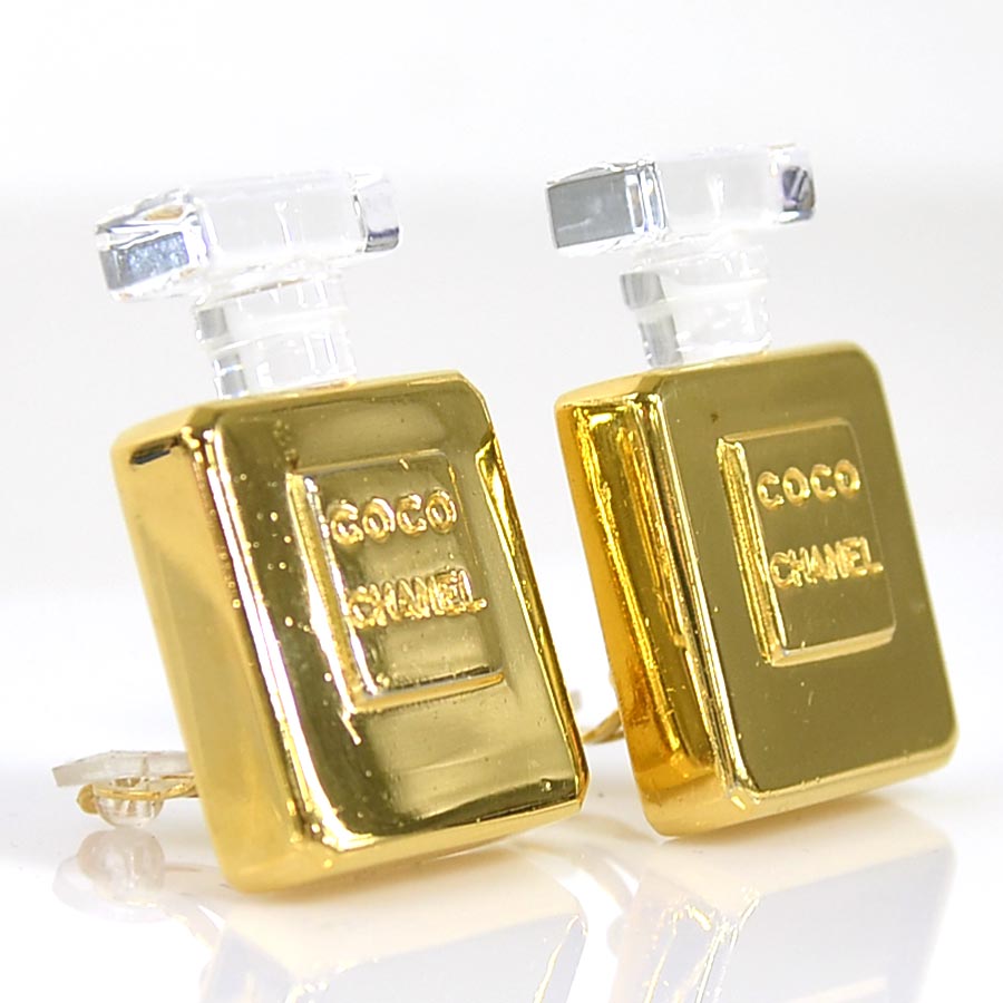 は自分にプチご褒美を イヤリング シャネル b プレミアム特集 中古 おすすめ レディース Chanel 金属素材xプラスチック ゴールドxクリア パフュームボトル 香水モチーフ 香水瓶 イヤリング Dgb Gov Bf