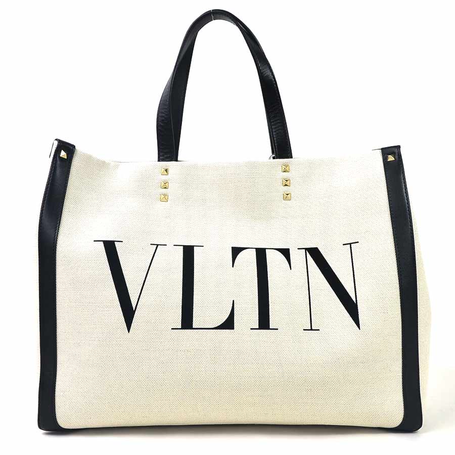 美品 ヴァレンティノ ガラヴァーニ ハンドバッグ トートバッグ スモールキャンバスショッピングバッグ Vltn プリント ナチュラルxブラック キャンバスxレザー Valentino Garavani レディース Uw2b0d21fwb プレミアム特集 中古 a Mozago Com