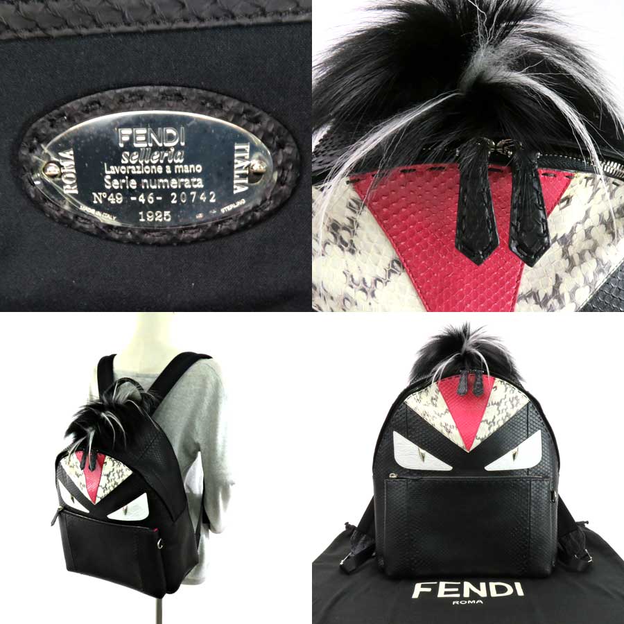 フェンディ リュック バックパック Bag Bugs モンスター ブラックxマルチカラー パイソンxファー Fendi レディース メンズ プレミアム特集 中古 定番人気 955f Rvcconst Com