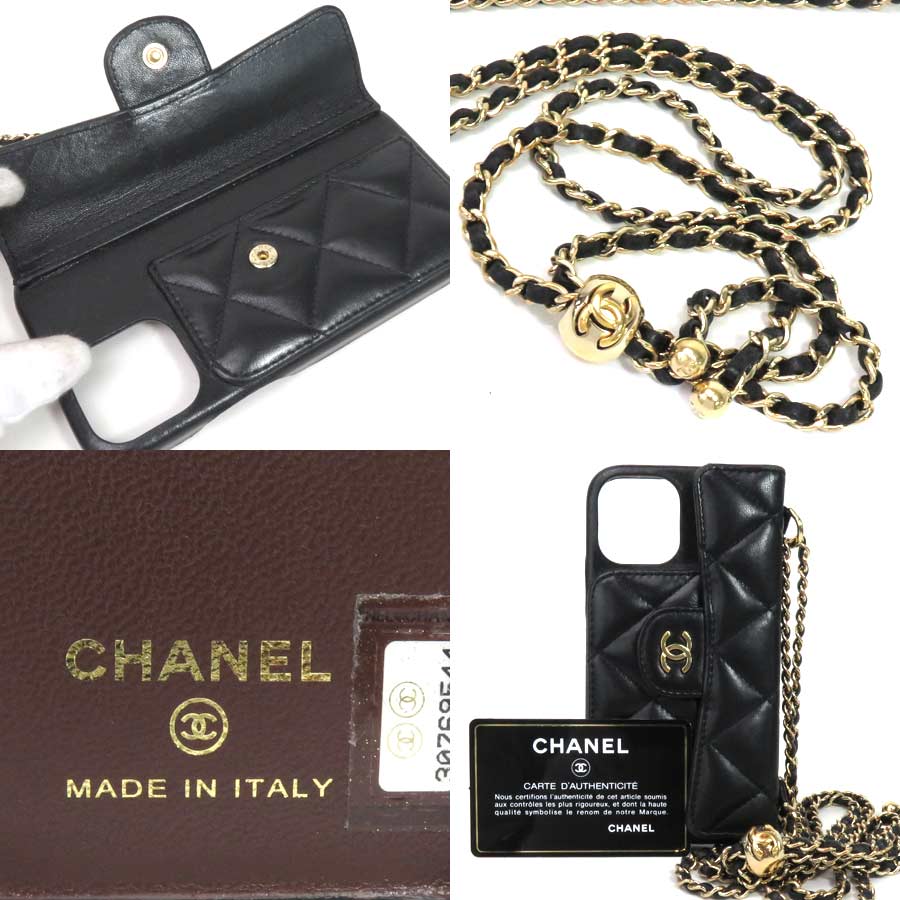 シャネル CHANEL iPhoneケース マトラッセ ラムスキンxゴールド金具