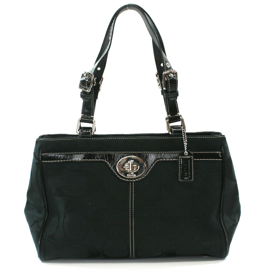 Brandvalue Rakuten Global Market Coach Bag Signature Brandvalue Rakuten Global Market Coach Bag Signature Hamptons Black Canvas X Patent Leather Handbag Lady S F14415 V39357