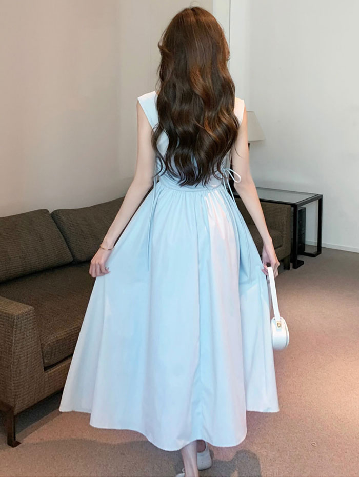 custo barcelona 人像柄ローウエストノースリーブワンピースy2k 花柄 ノースリーブ ロングワンピース（ワンピース）｜Girly Doll