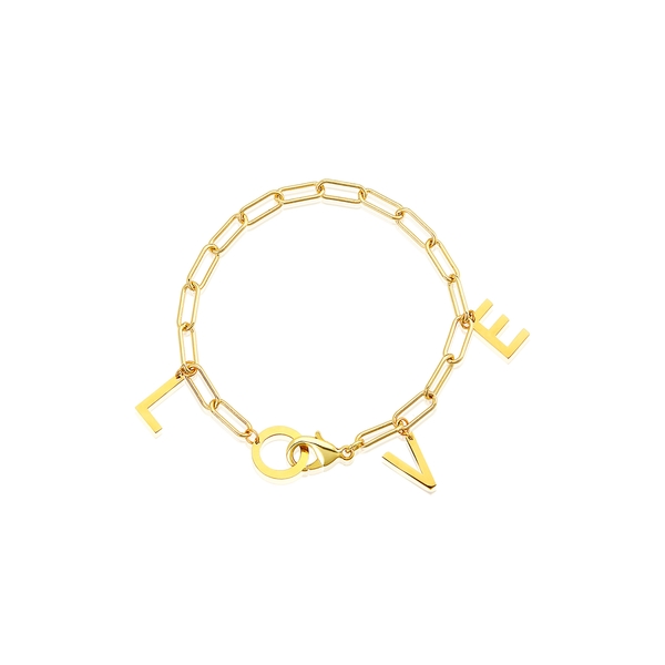 アドニア レディース 腕輪 バングル アンクレット 付属物 Gold Vermeil Love Paper Clip Chain Charm Bracelet Blackfishmarine Com