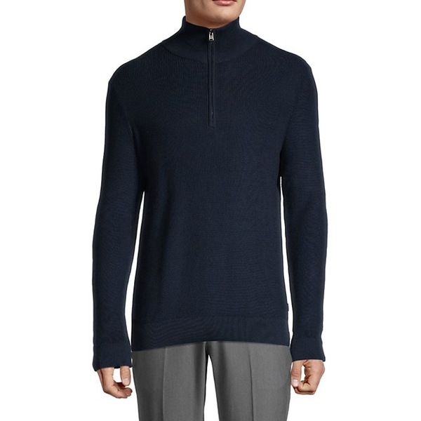 ヒューゴボス メンズ ニット セーター アウター Icarlo Quarter Zip Sweater Navy Fitzfishponds Com