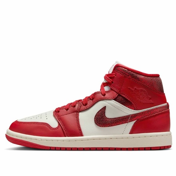 Air Jordan ジョーダン レディース スニーカー Sail/Team Red/Varsity Red 【(WMNS) Air Jordan 1 Mid SE 'Red Cracked Leather' HJ9337-106】 サイズ US_5.5(22.5cm)｜asty