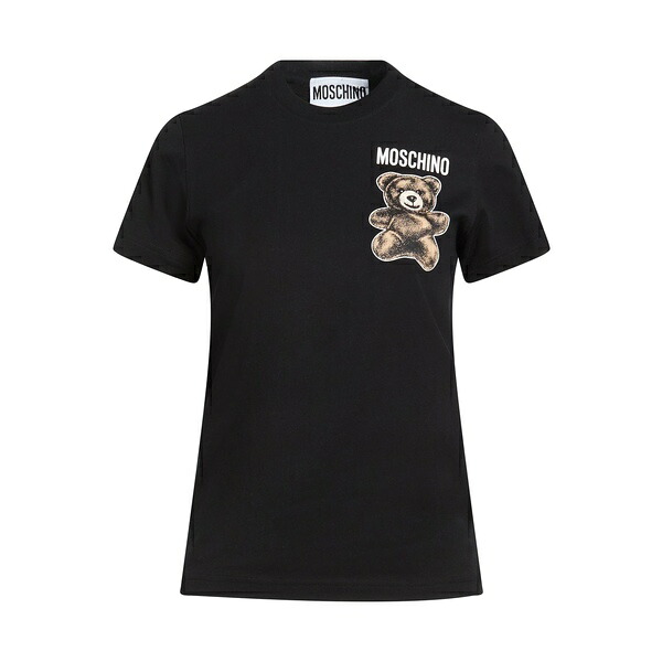 【送料無料】 モスキーノ レディース Tシャツ トップス T-shirts Black