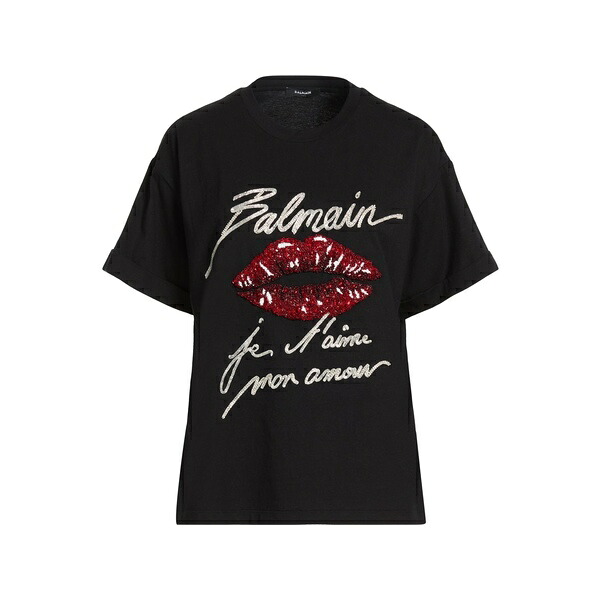 【送料無料】 バルマン レディース Tシャツ トップス T-shirts Black