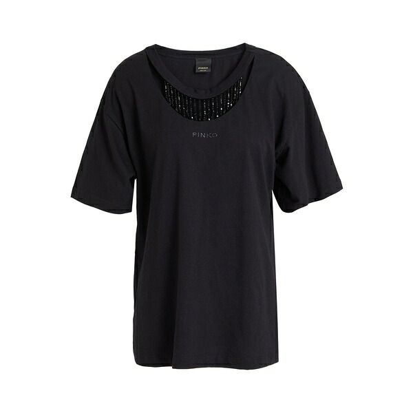 【送料無料】 ピンコ レディース Tシャツ トップス T-shirts Black