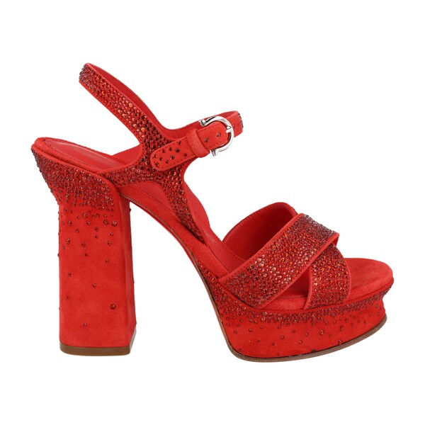 Ferragamo フェラガモ レディース スニーカー  【Ferragamo Sonya Suede Platform Sandals Red (Women)】  サイズ US_7(24.0cm) Red