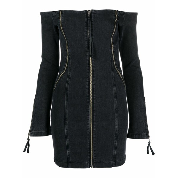 ブルマリン レディース ワンピース トップス Off-shoulder zip-up denim dress Black｜asty 66,440円