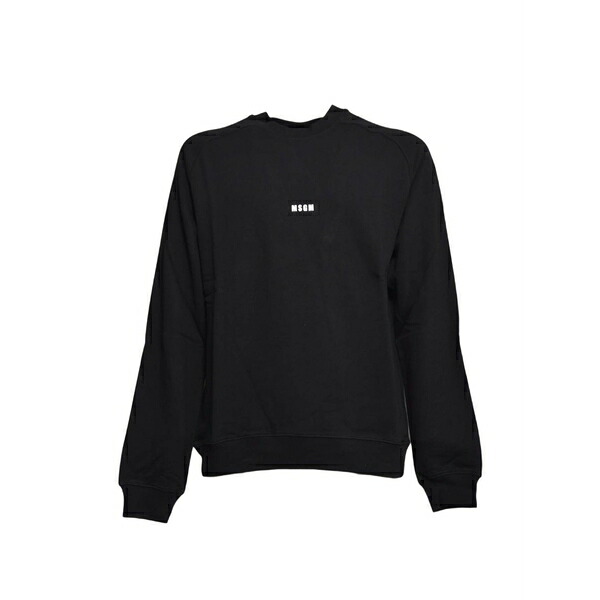 エムエスジイエム メンズ パーカー・スウェットシャツ アウター Logo crew-neck sweatshirt Black｜asty