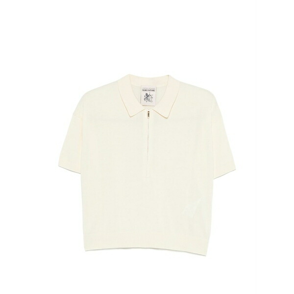 セミクチュール レディース スポーツシャツ トップス Half-zip polo top Neutrals