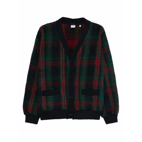 アスペジ メンズ ジレー アウター Plaid wool cardigan Green