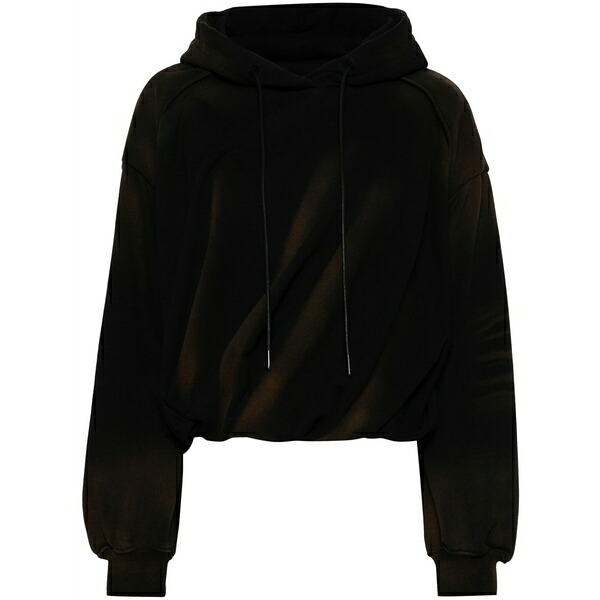 ジュン・ジー レディース パーカー・スウェットシャツ アウター Waist shirring hoodie Black
