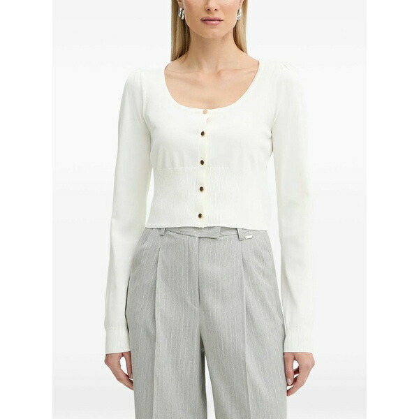 フラコミーナ レディース ジレー アウター Scoop-neck cardigan White