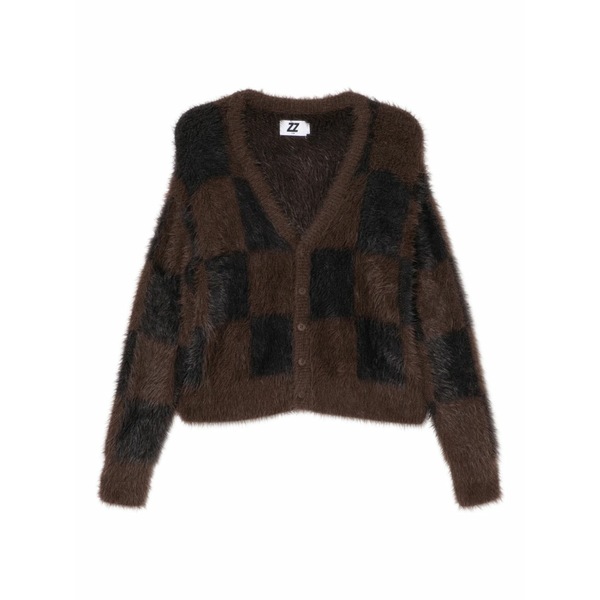 イズエ レディース ジレー アウター Checked cardigan Brown