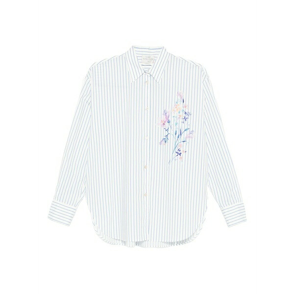 フォルテ フォルテ レディース シャツ トップス Striped floral shirt White|asty