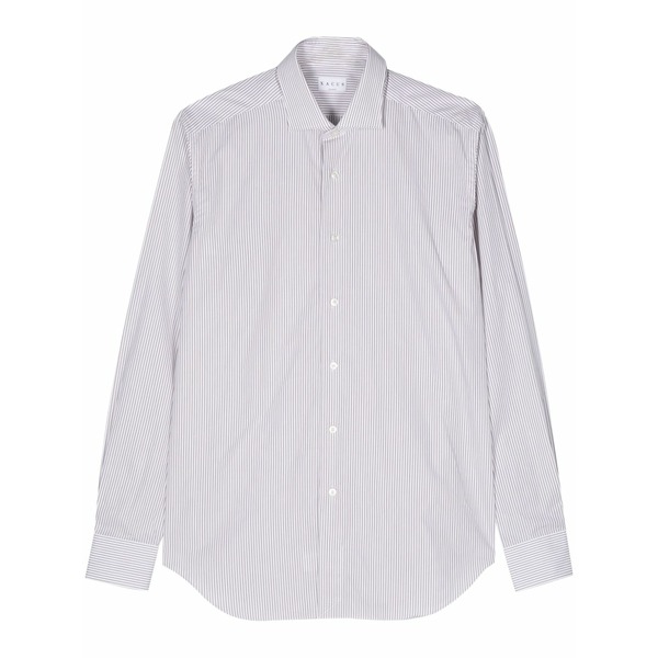 ザカス  メンズ シャツ トップス Striped poplin shirt White