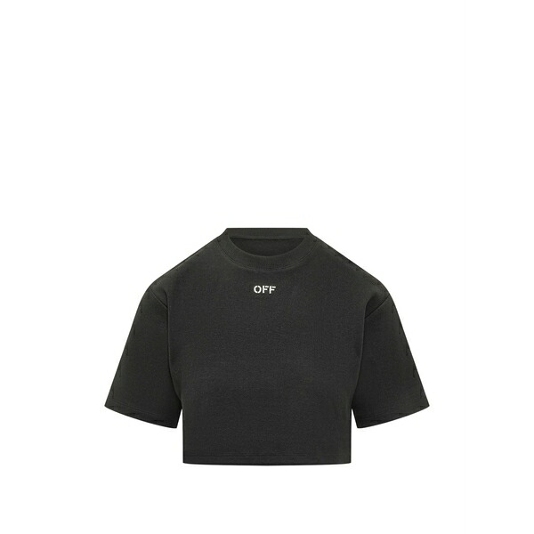 象牙色 レディース プルオーバー トップス Off-stamp ribbed t-shirt Black