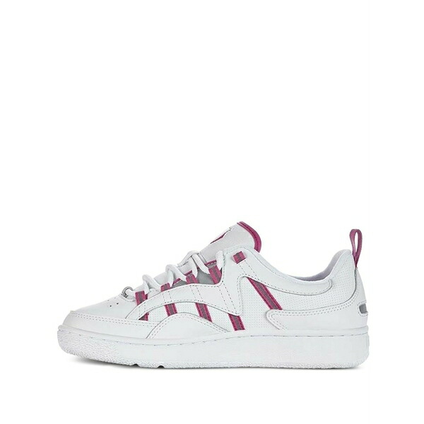 入れものイス レディース スニーカー シューズ Striped leather sneakers White