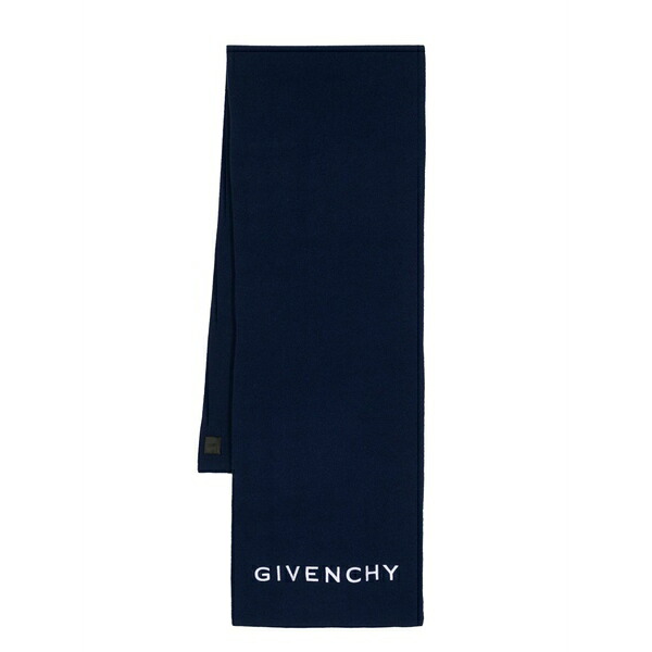 ジバンシー メンズ マフラー・ストール・スカーフ アクセサリー Logo-embroidered fine-knit scarf Blue｜asty