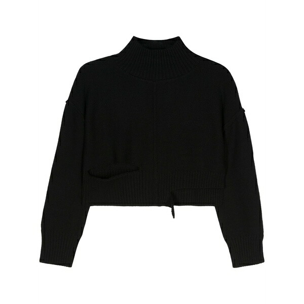 マルタンマルジェラ レディース 編み物\u0026プルオーバー アウター Cut-out cropped jumper Black