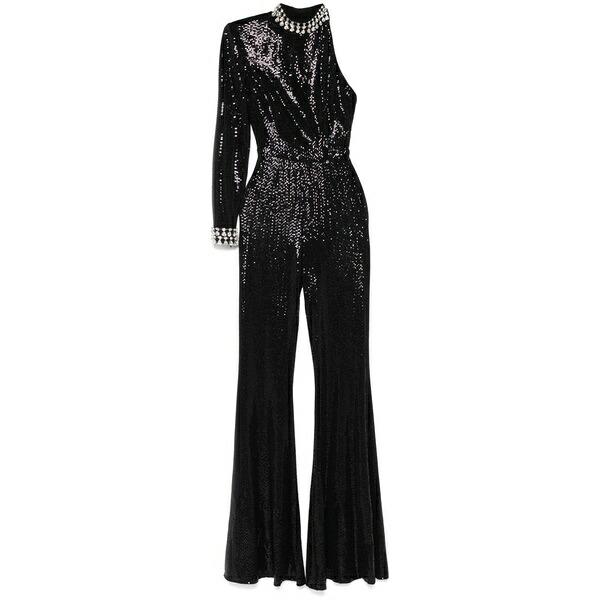 ニッサ レディース ワンピース トップス Sequined flared jumpsuit Black｜asty