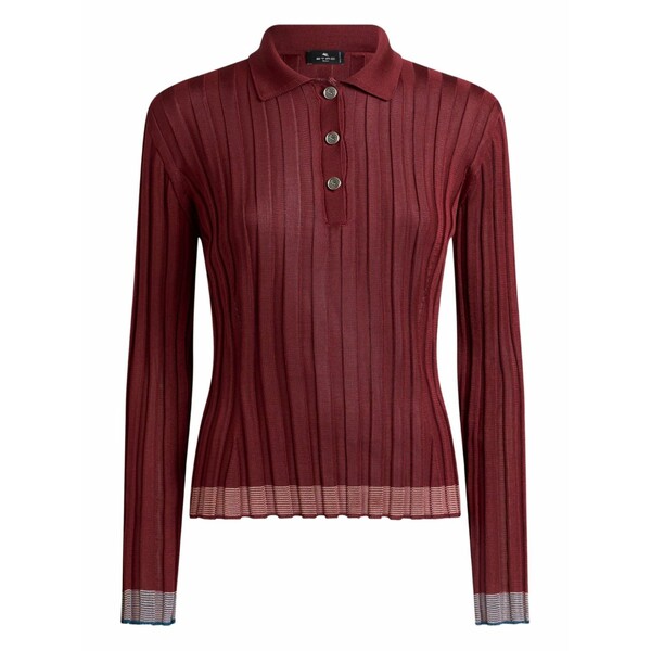 エトロ レディース スポーツシャツ トップス Ribbed polo top Red