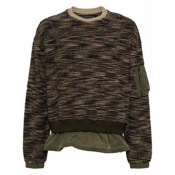 アンダーソン ベル メンズ ニット&セーター アウター Layered fleece sweater Brown|asty