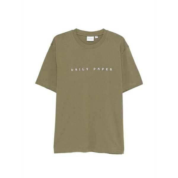 デイリー・ペーパー メンズ Tシャツ トップス Logo-detail t-shirt Green|asty